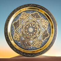 Orientalisches Tablett "Luxor" Messing-Silber-Kupfer Teller Handgefertigt