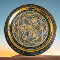 Orientalisches Tablett "Kairo" Messing-Silber-Kupfer Teller Handgefertigt