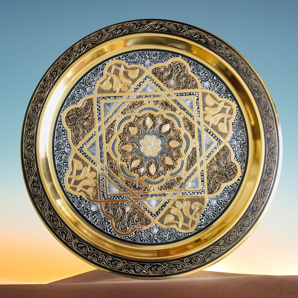 Orientalisches Tablett "Luxor" - Messing-Silber-Kupfer, handgefertigt